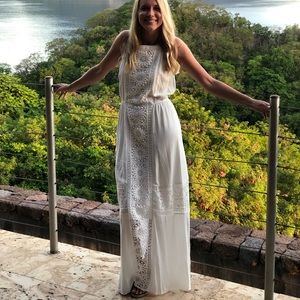 White maxi dress with detailing